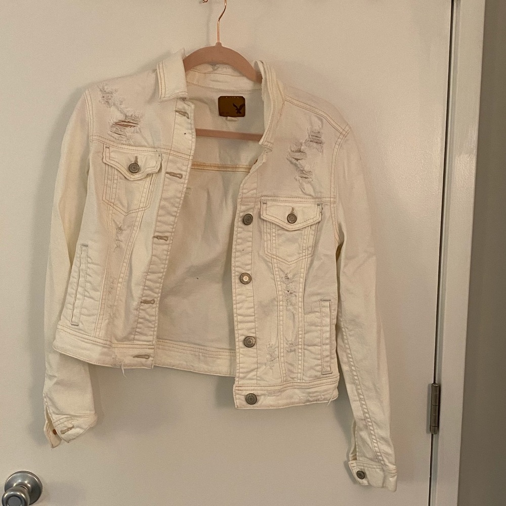 Distressed jean jacket